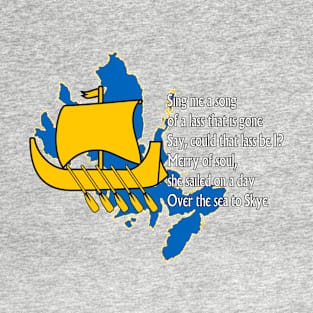 Isle of Skye Map with Skyboat and Song Lyrics T-Shirt